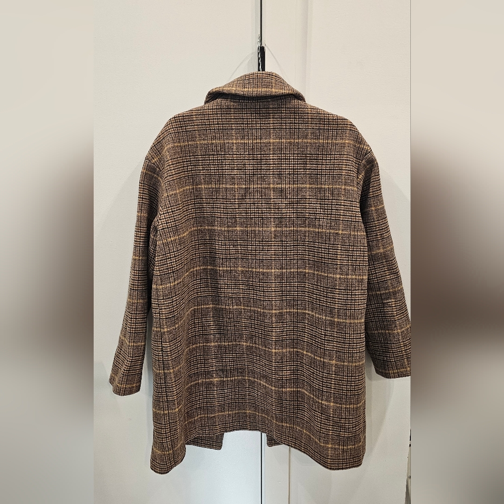 [SOLD] OAK + FORT Brown Plaid Coat - Picture 4 of 5